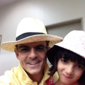 James and Alicia trying hats in Japan 2013
